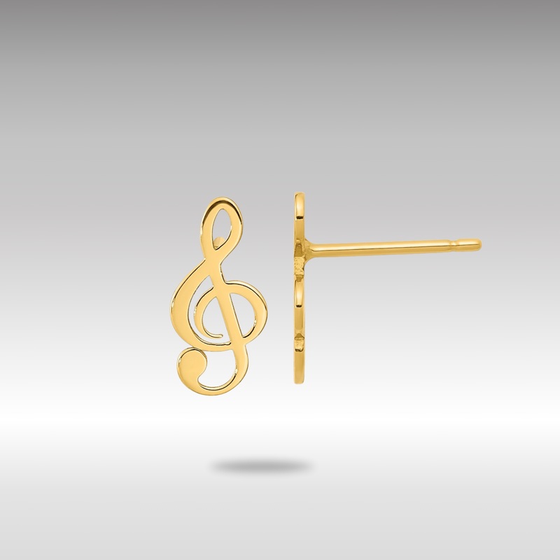 Gold Polished Treble Clef Note Post Earrings – Model YE2116