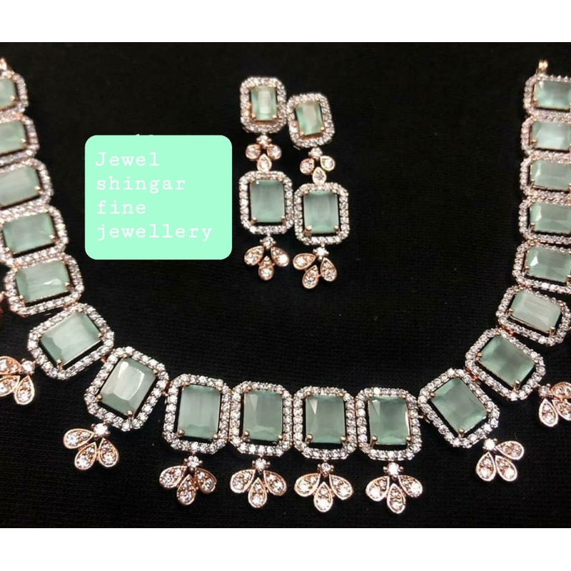 Jewelshingar Fine American Diamond necklace with earrings