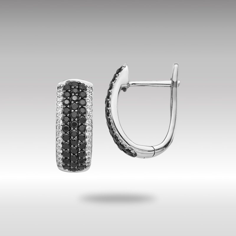 White Gold Black and White Diamond Hinged Hoop Earrings – Model EM5417-BK-100-WA