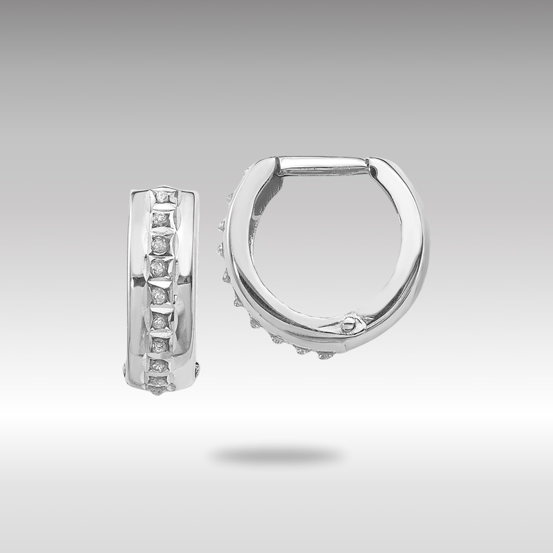 White Gold Diamond Fascination Round Huggy Hoop Earrings – Model DF140