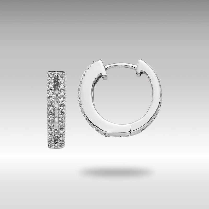 White Gold Diamond Hinged Round Hoop Earrings – Model EM5381-016-WA