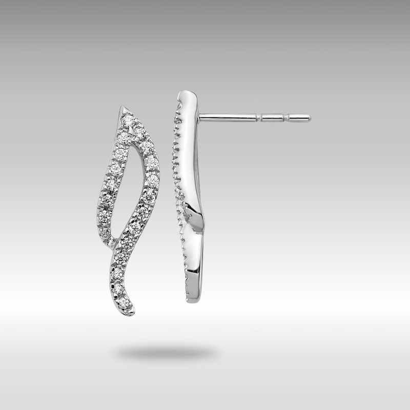 White Gold Diamond Wave Post Earrings – Model EM5499-025-WA