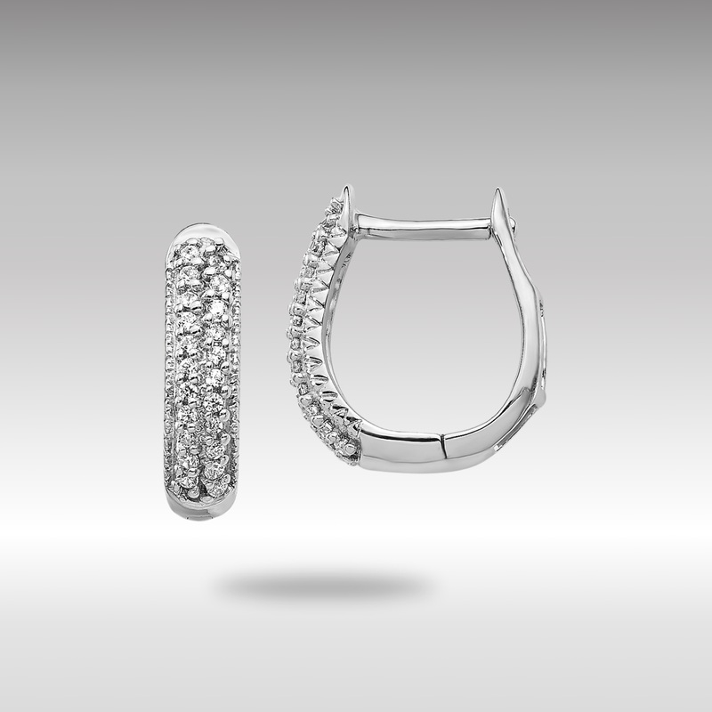 White Gold Polished Diamond Hinged Hoop Earrings – Model EM5385-016-WA