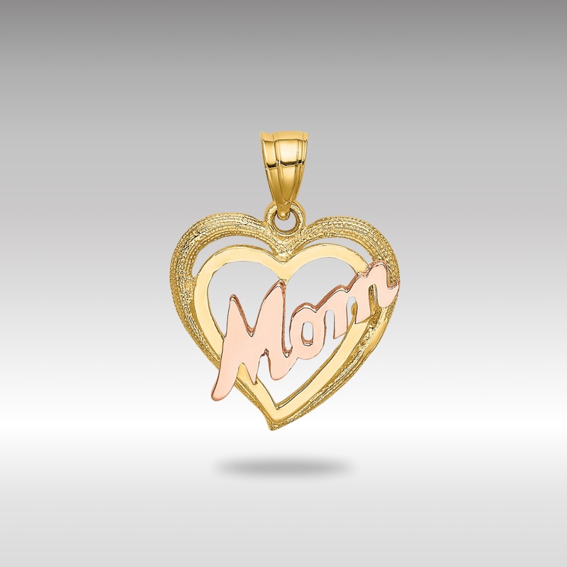 Yellow and Rose Gold MOM Heart Charm – Model K9060