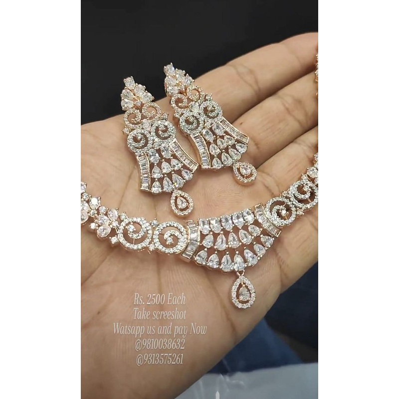 Zircon Necklace In Clear Colour And Rose Gold Plating By  NKWA0179