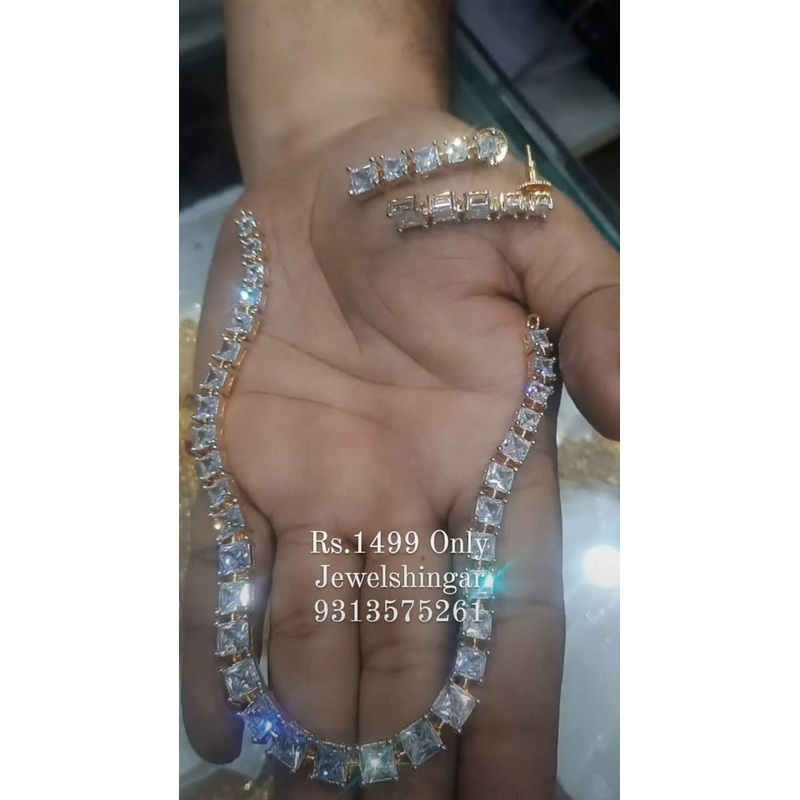 Zircon Necklace In Clear Colour And Two Tone Plating By  NKWA0130