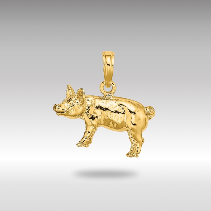 Gold 3D Detailed Farm Pig Charm – Model K6581