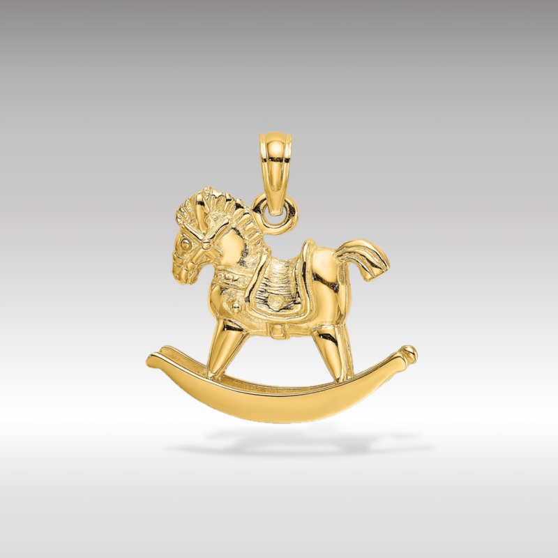 Gold 3D Rocking Horse Pendant