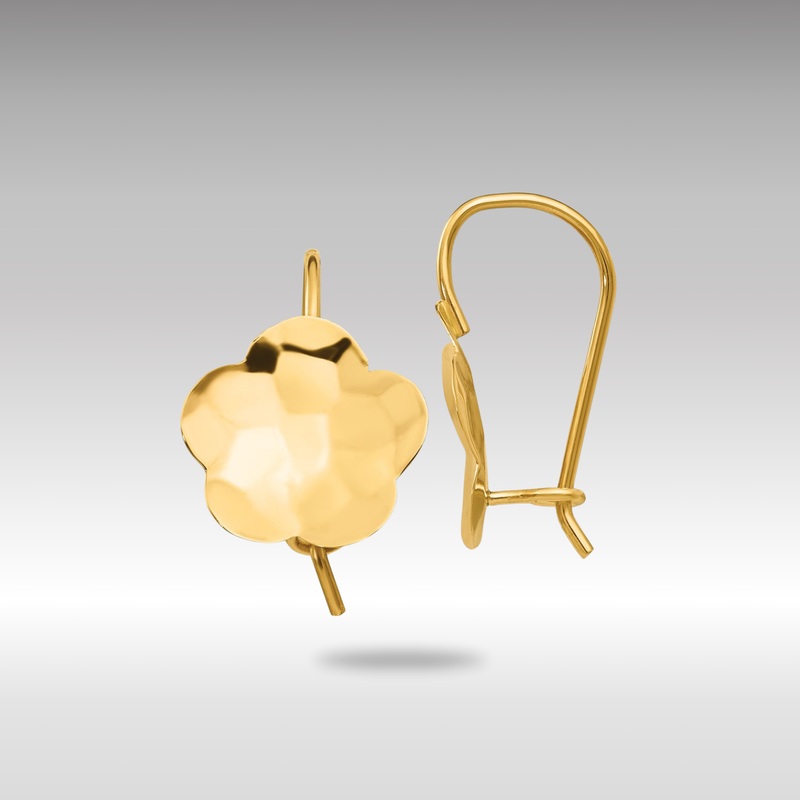 Gold Concave Hammered Flower Disc Earrings – Model TH647