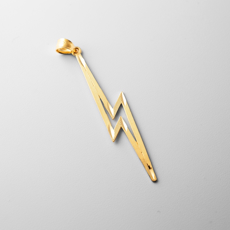 Gold Diamond-Cut Polished Lightning Bolt Pendant