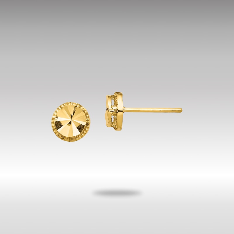 Gold Diamond-Cut Round Post Earrings – Model TF1533