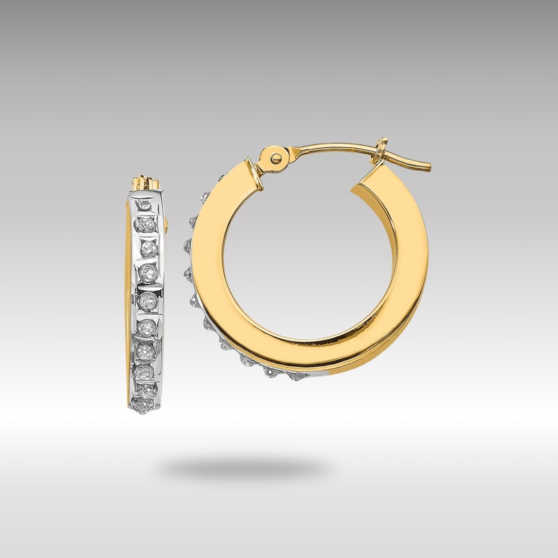 Gold Diamond Fascination Round Hinged Hoop Earrings – Model DF228