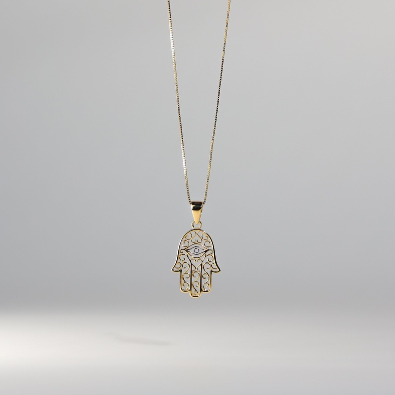 Gold Evil Eye Hamsa Pendant Two-Tones – Model 2233