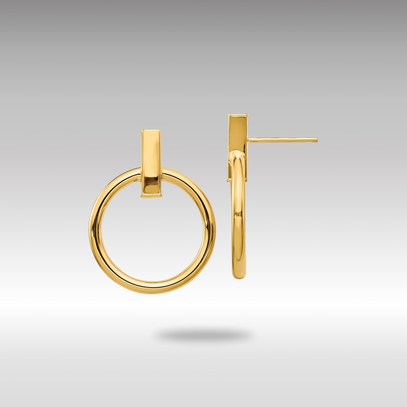 Gold Leslie’s 14K Polished Circle Post Dangle Earrings – Model LE1841