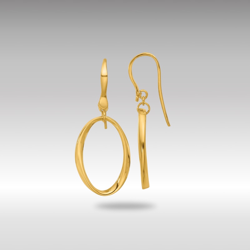 Gold Leslie’s 14k Polished Oval Shepherd Hook Dangle Earrings – Model LE2651