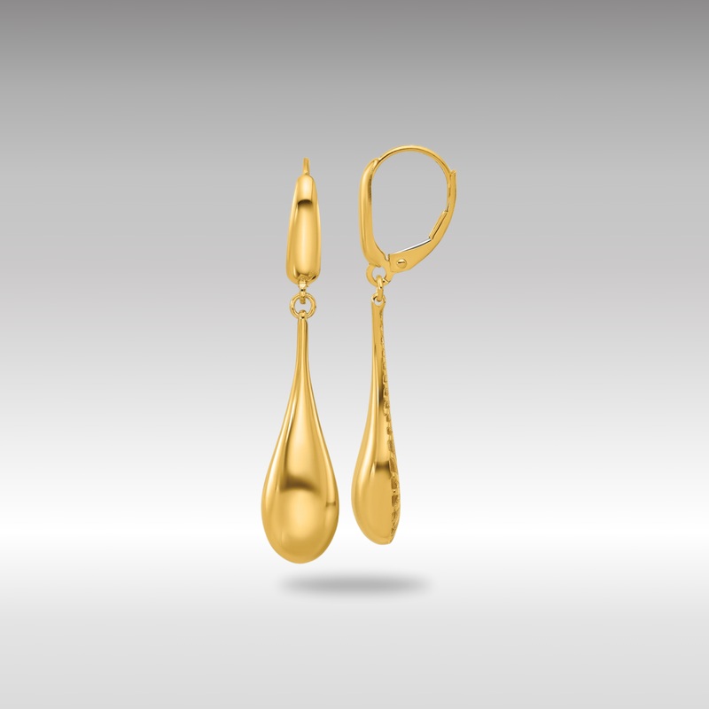 Gold Leslie’s 14K Polished Teardrop Dangle Leverback Earrings – Model LE2724