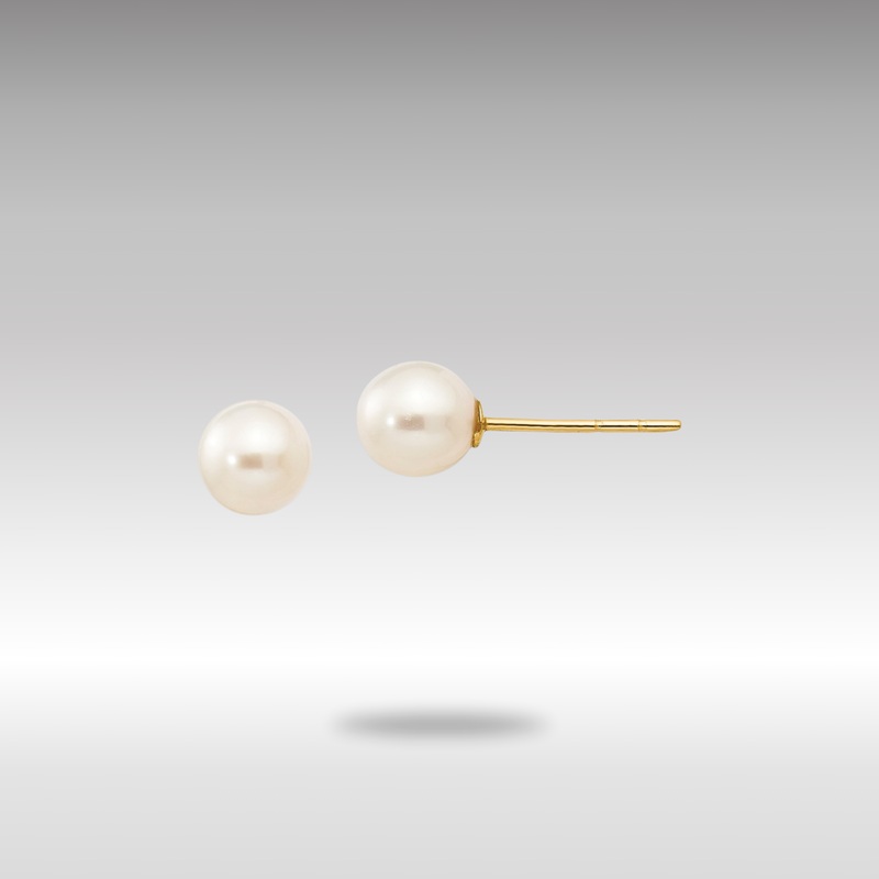 Gold Madi K 5-6mm White Near Round Freshwater Cultured Pearl Post Earrings – Model GK416