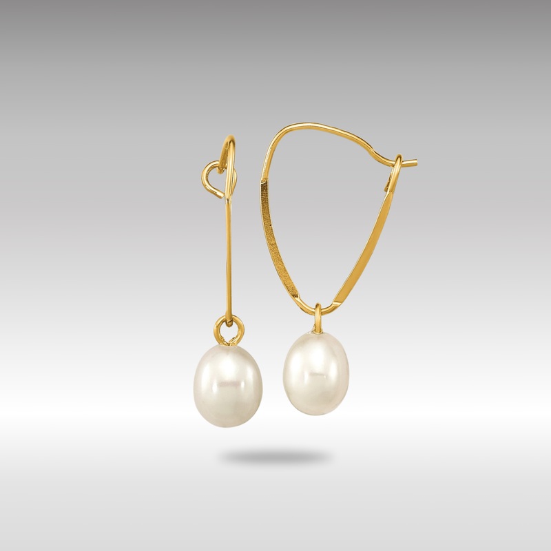 Gold Madi K 6-7mm Rice White FWC Pearl Dangle Earrings – Model SE3045
