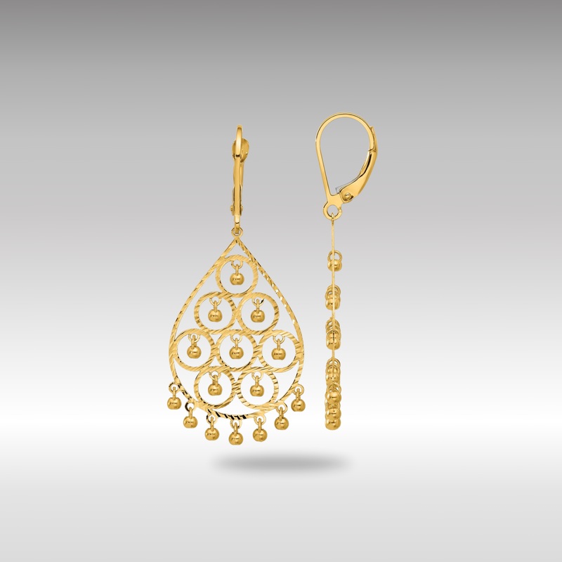 Gold Polished and Diamond-cut Chandelier Style Dangle Earrings – Model TF2329