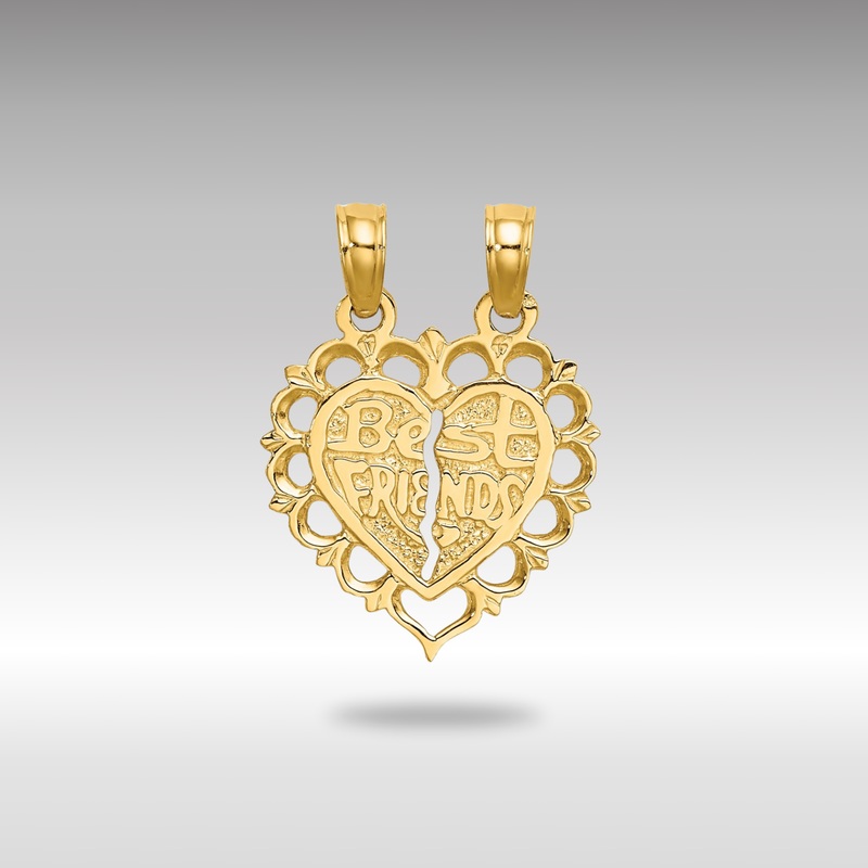 Gold Polished BEST FRIEND 2 Piece Break-Apart Heart Charm – Model D1097
