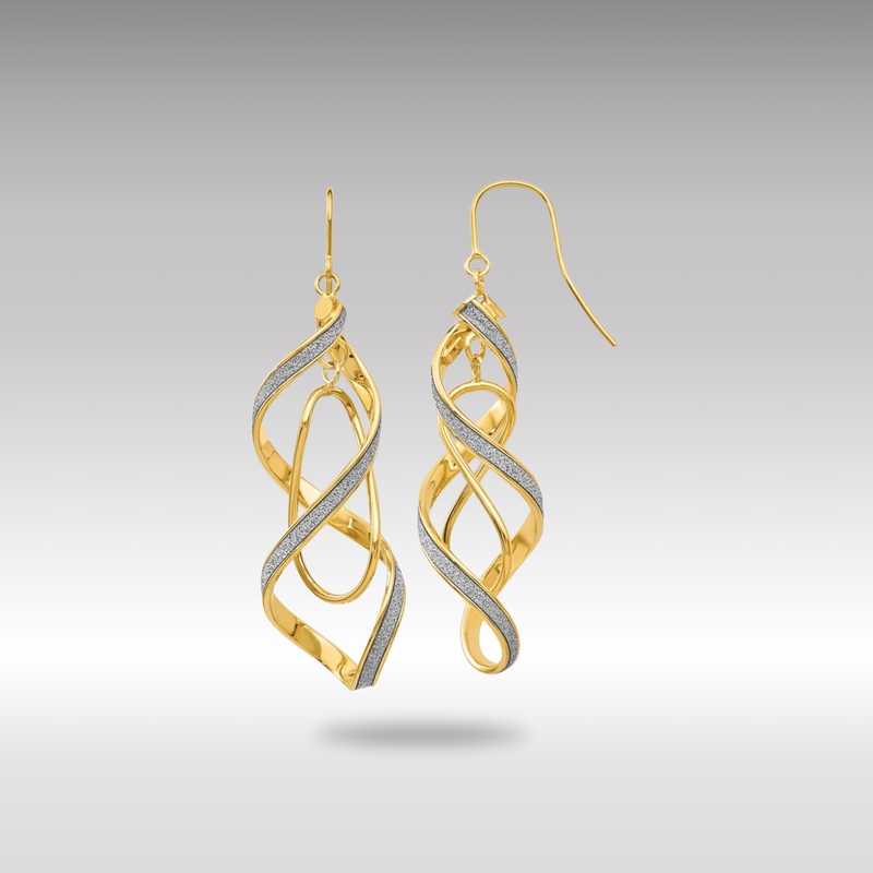 Gold Polished Glitter Infused Spiral Dangle Earrings – Model TH935