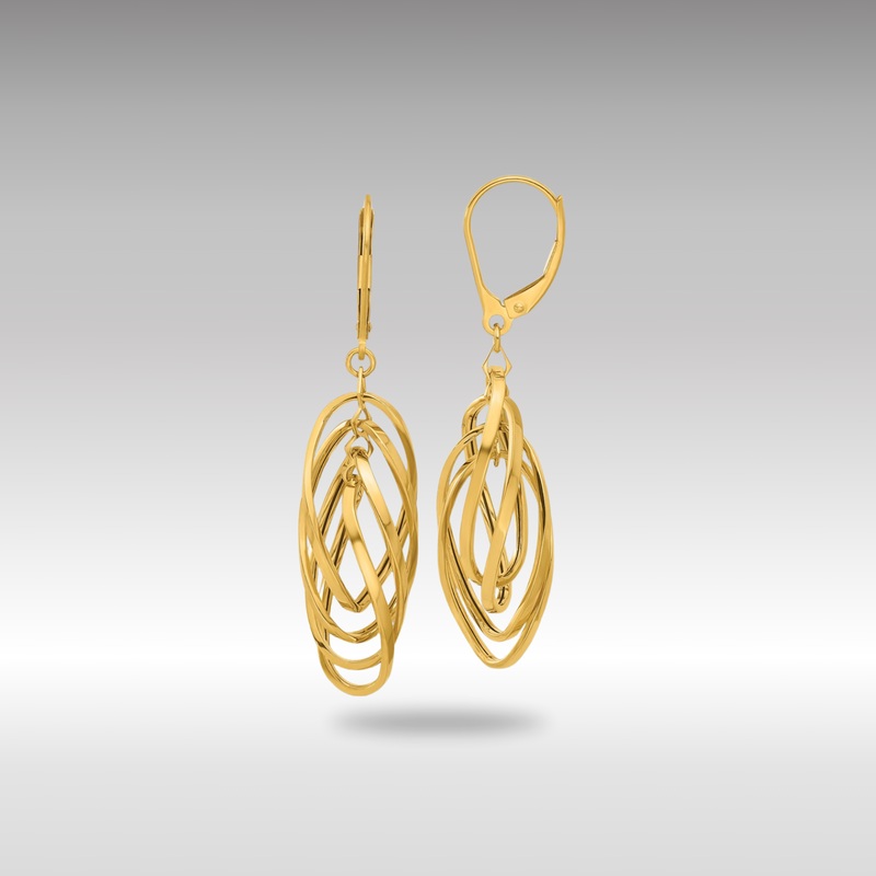 Gold Polished Oval Twisted Dangle Leverback Earrings – Model TF2323