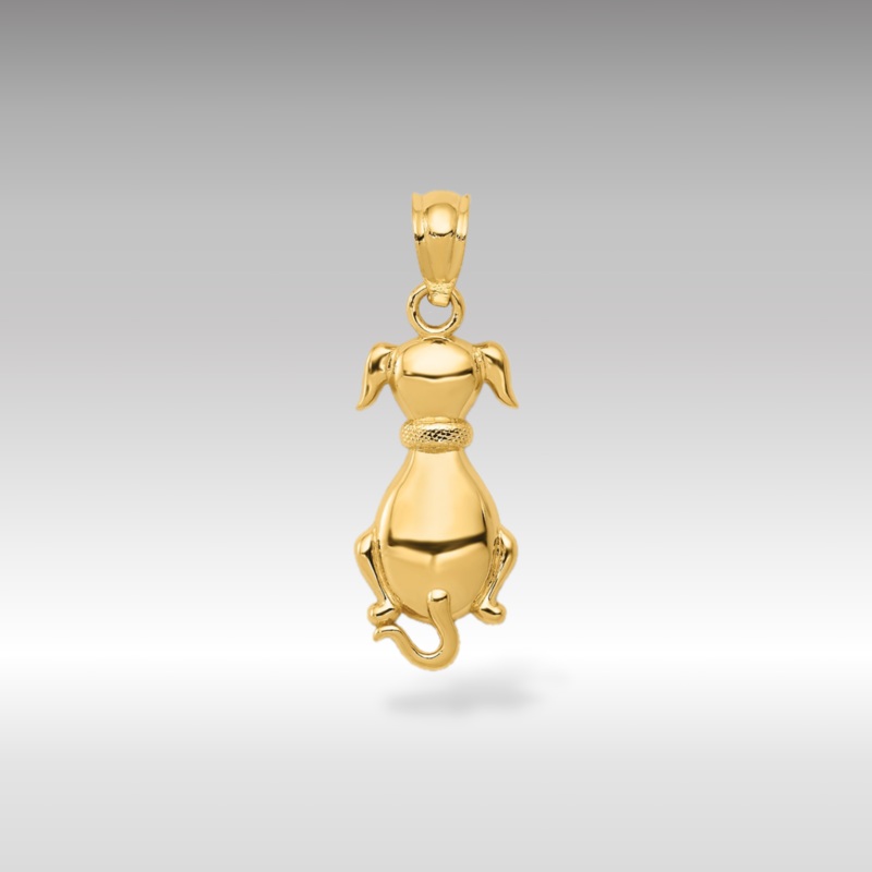 Gold Polished Sitting Dog Pendant