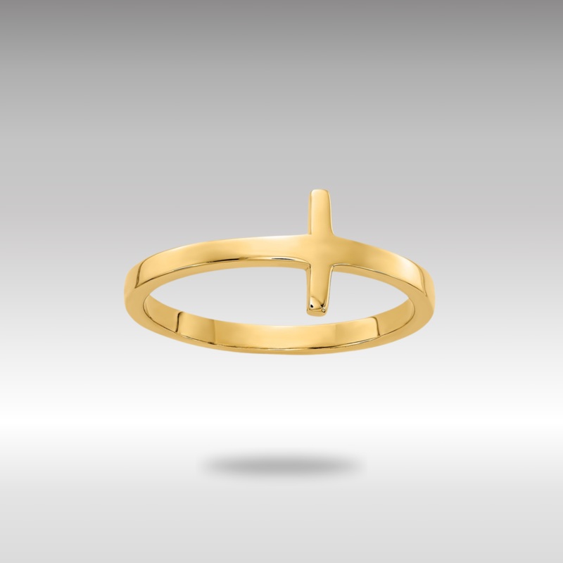 Gold Sideways Cross Ring Model-R1787