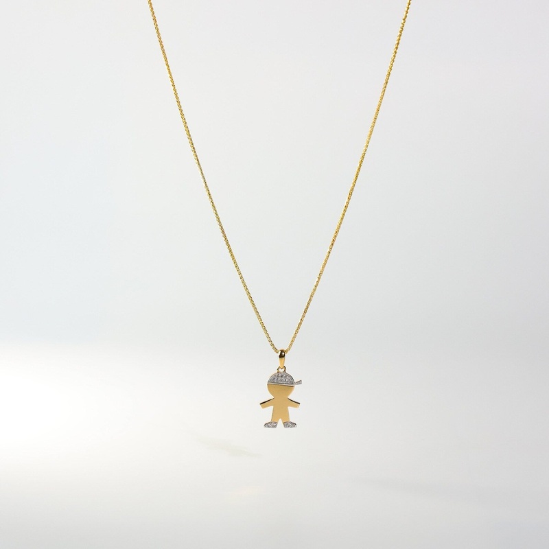 Gold Simple Boy Pendant With Stones – Model 2002