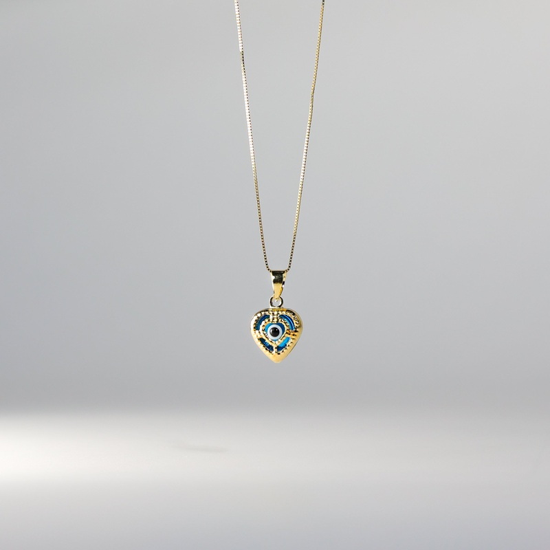 Gold Small Evil Eye Heart Hamsa Pendant – Model 1715