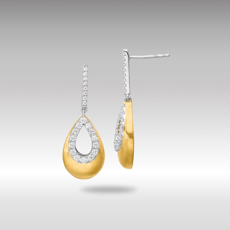 Gold Two-Tone Lab Grown Diamond VS/SI FGH Teardrop Post Earrings – Model EM7954-050-WYLG