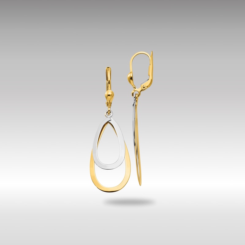 Gold Two-tone Oval Leverback Tear Drop Earrings – Model TL308