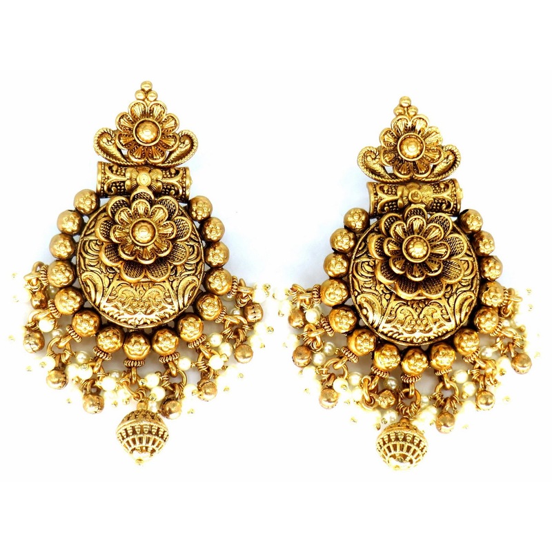 Jewelshingar Jewellery Gold Plated Diamond Earrings For Women ( 62689PED )