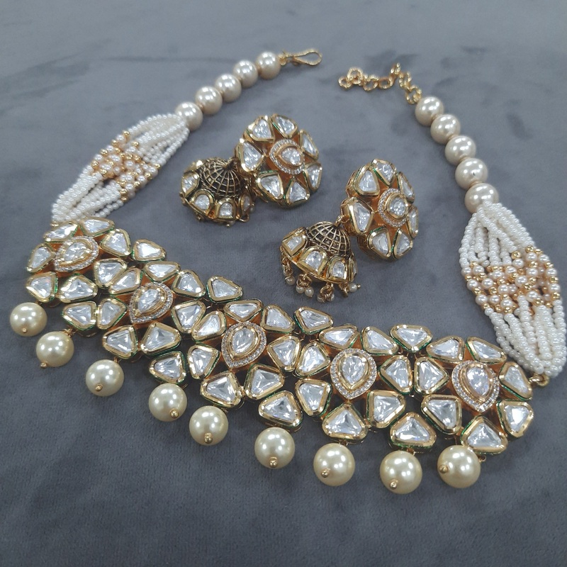 JEWELSHINGAR kundan Necklace with earrings(201412ACS)