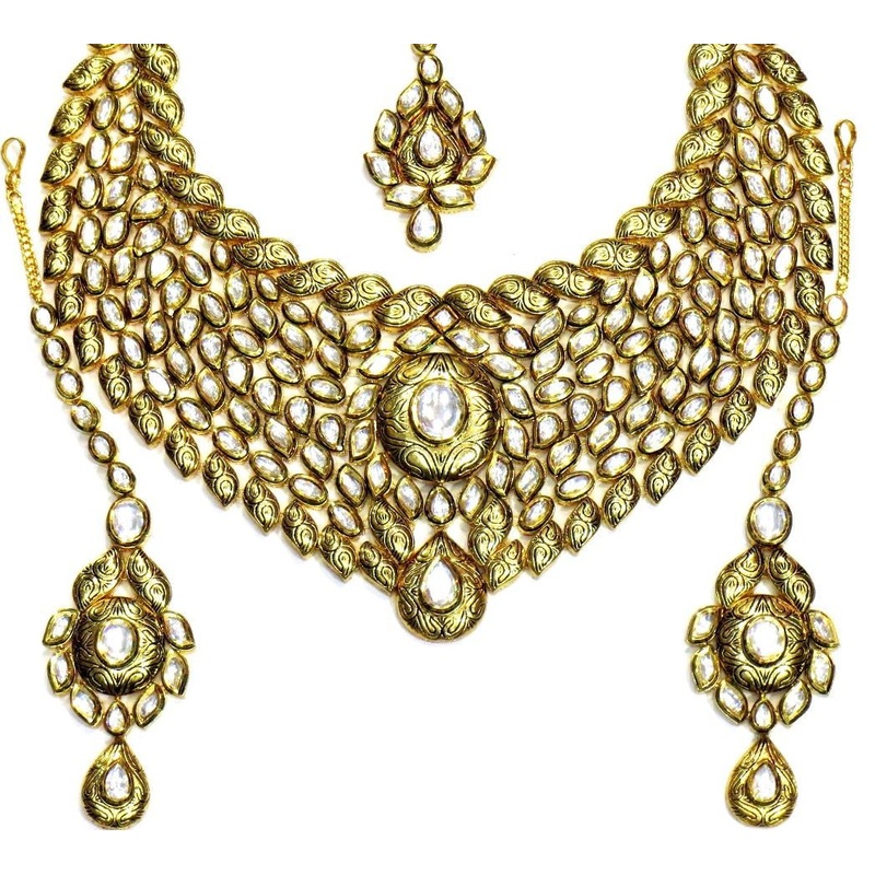 Jewelshingar Women’s Kundan Polki Necklace Set In Fine Quality Jewellery ( 3635-acs-a )
