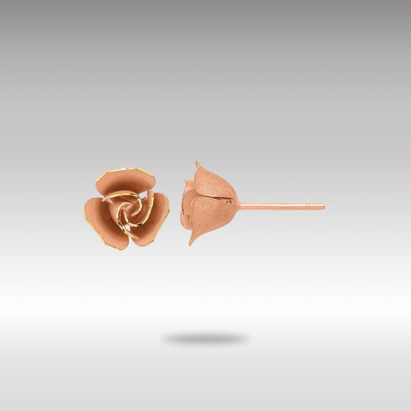 Rose Gold Satin Finish D/C Rose Post Earrings – Model TL1109