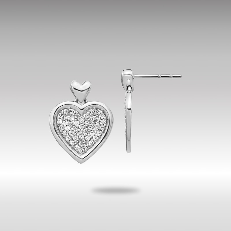 White Gold Diamond Fancy Heart Post Earrings – Model EM4015-050-WA