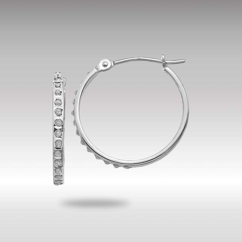 White Gold Diamond Fascination Round Hinged Hoop Earrings – Model DF241