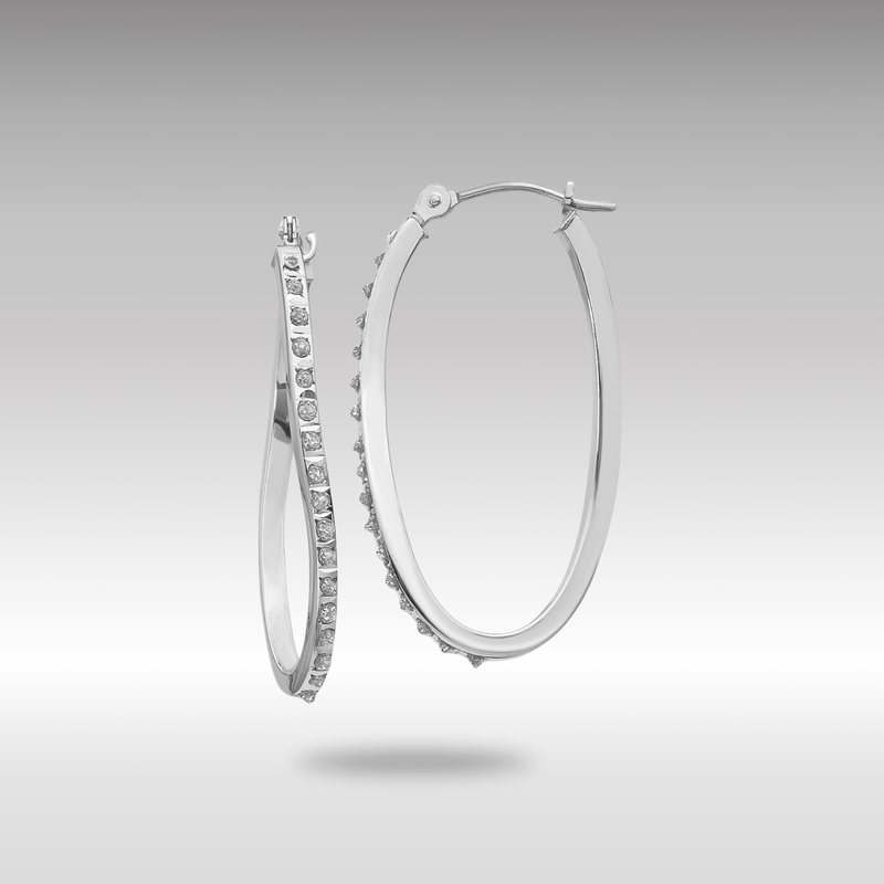 White Gold Diamond Fascination Twist Hinged Hoop Earrings – Model DF224