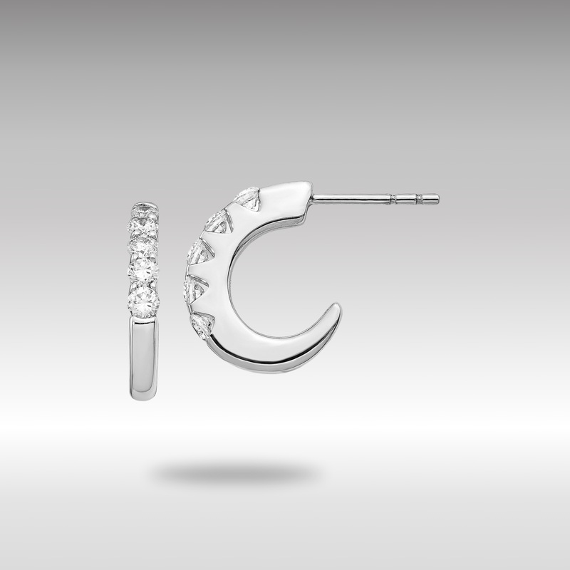 White Gold Diamond J-Hoop Post Earrings – Model EM5495-050-WA