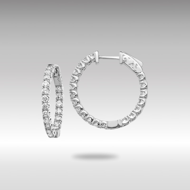 White Gold Lab Grown Dia. VS/SI FGH Round Hoop with Safety Clasp Earrings – Model XE2012WLG