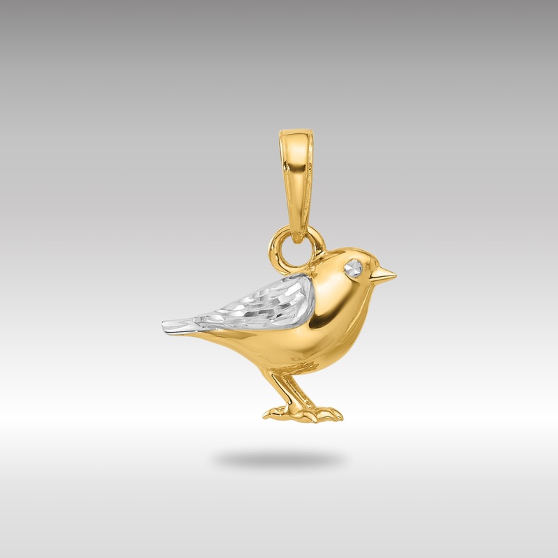 Yellow and White Gold Small 3D Bird Pendant – Model C4898