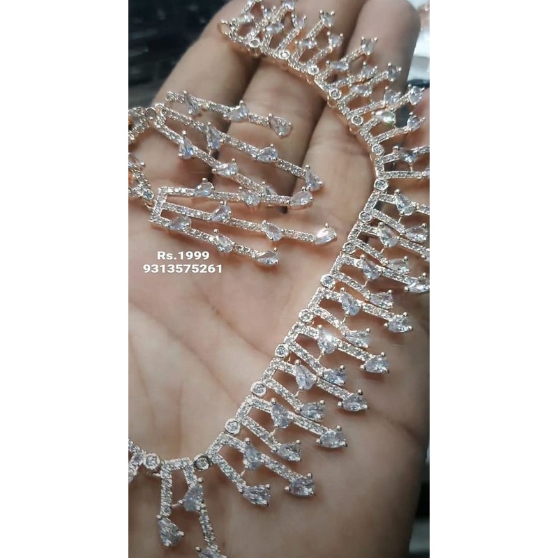 Zircon Necklace In Clear Colour And Rose Gold Plating By  NKWA0153