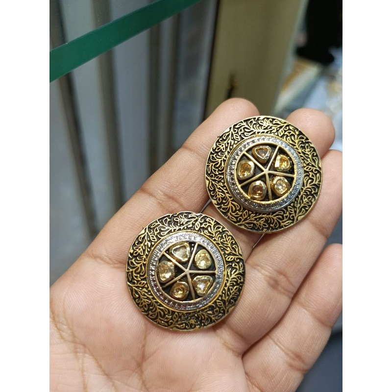 Fine Polki Kundan Earrings By  PKE80038