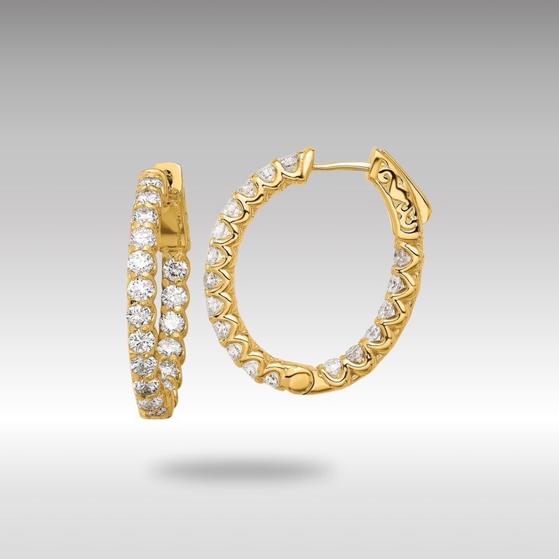 Gold 2.1ct 36-2.5mm In/Out Oval Hoop with Safety Clasp Diamond Earrings – Model XE3263AA