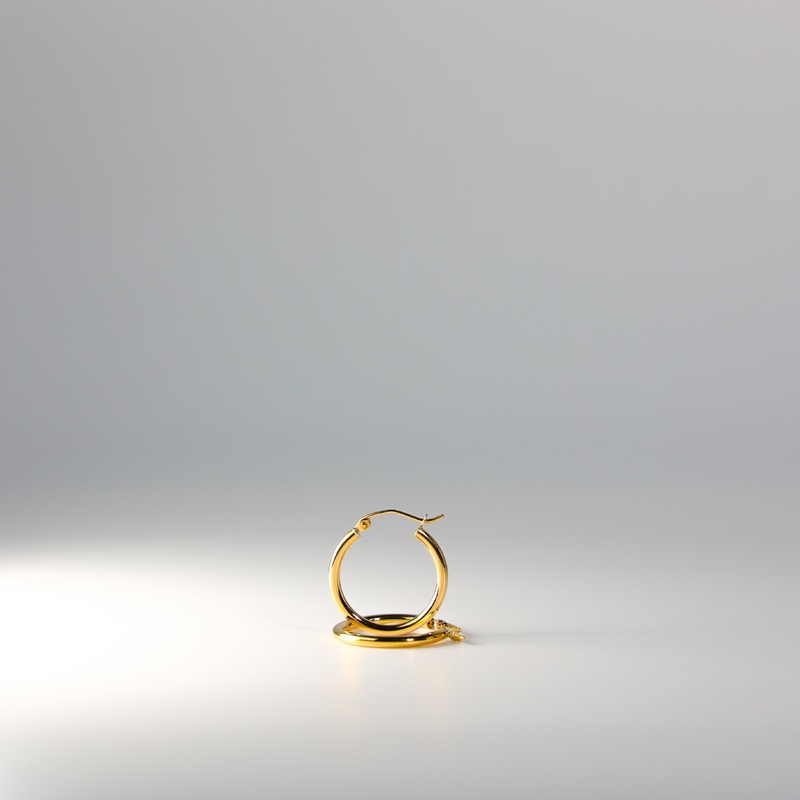 Gold 2mm Classic Plain Hoop Earrings (20mm) – Model 140
