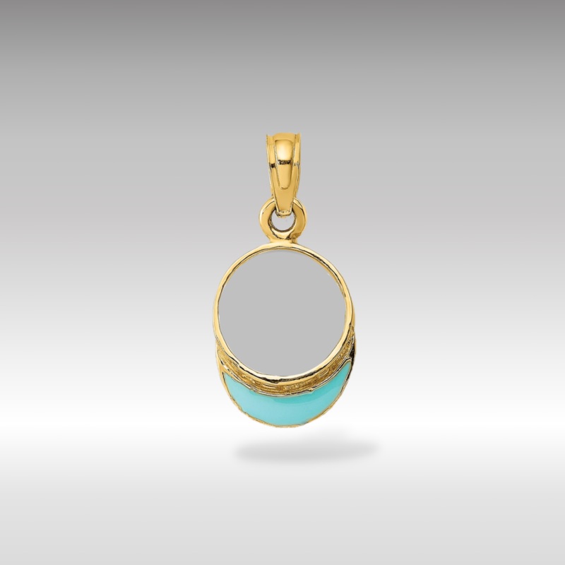 Gold Aqua Enameled Beach Sun Visor Pendant