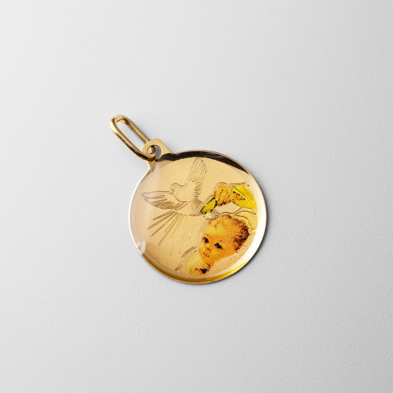 Gold Boy Baptism Enamel Pendant – Model 0219