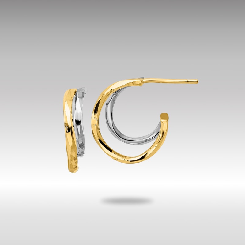 Gold Diamond Cut J-Hoop Earrings – Model YE1919