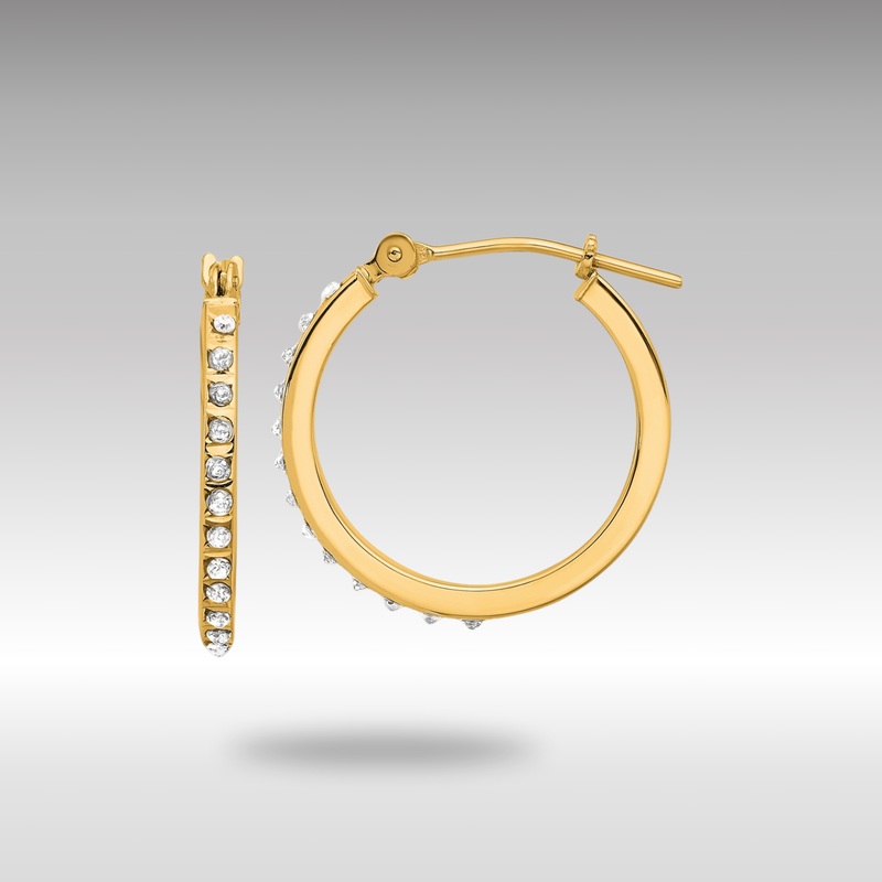Gold Diamond Fascination Polished Hoop Earrings – Model DF347